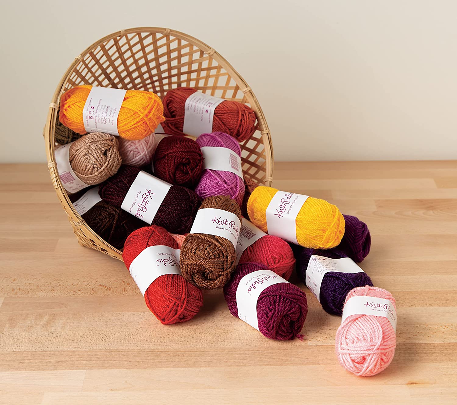 Knit Picks Brava Mini Pack Worsted Premium Acrylic Yarn - 24 Pack (25 Gram Minis, Rainbow), Multicolor